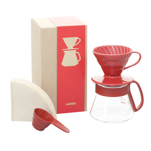 Hario V60 Pour Over Kit - Ceramic Red